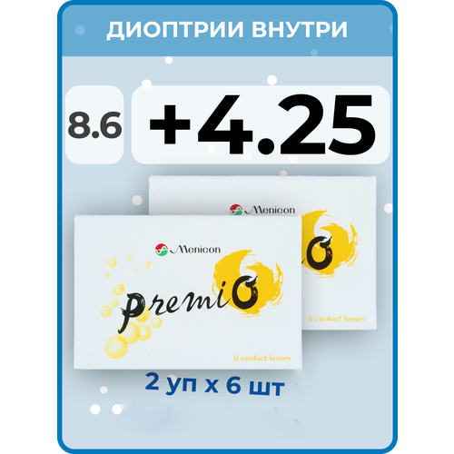 ���� ���������� ����� Menicon Premio, 12 ��., R 8,6, D +4,25, ����������, 2 ��., ������ �� 4200 ���