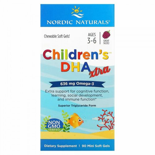 ���� Nordic Naturals, Children's DHA Xtra, ��� ����� �� 3 �� 6 ���, ������� ����, 636 ��, 90 ����-��������, ������ �� 4409 ���