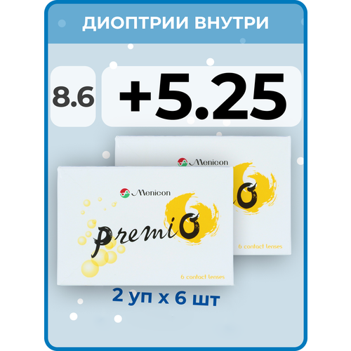 ���� ���������� ����� Menicon Premio, 12 ��., R 8,6, D +5,25, ����������, 2 ��., ������ �� 4200 ���