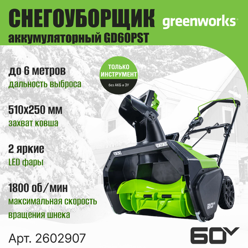 ���� ������������ �������������� Greenworks 2602907, 60V, 51 ��, ��� ��� � ��, ������ �� 32990 ���