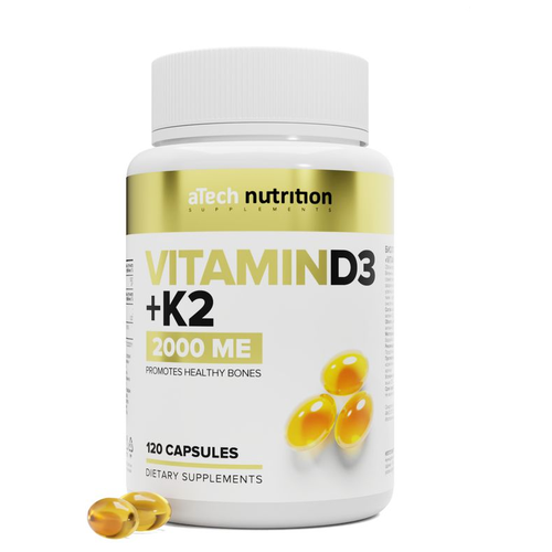���� ������� �3 + �2 / VITAMIN D3+�2 2000 �� 250 �� aTech nutrition 120 ������, ������ �� 482 ���