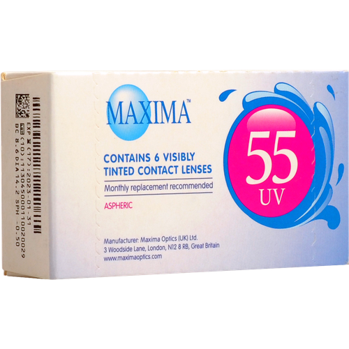 ���� ���������� ����� Maxima 55 UV Aspheric, 6 ��., R 8,6, D -0,5, 1 ��., ������ �� 1549 ���