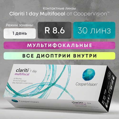 ���� ���������� ����� CooperVision Clariti 1 day Multifocal, 30 ��., R 8,6, D -2,75, ADD: ������, ����������, 1 ��., ������ �� 2290 ���