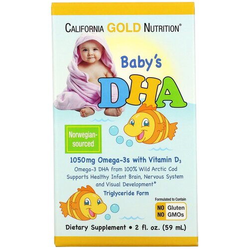���� California Gold Nutrition Baby's DHA Omega-3 with vitamin D3 ��., 59 ��, 270 �, ������ �� 2500 ���