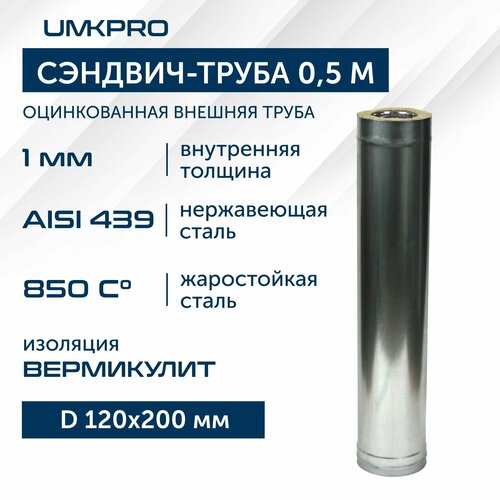 ���� �������-����� ��� �������� 0,5� UMKPRO, D 120�200, AISI 439/��, 1,0��/0,5��, ������ �� 2190 ���