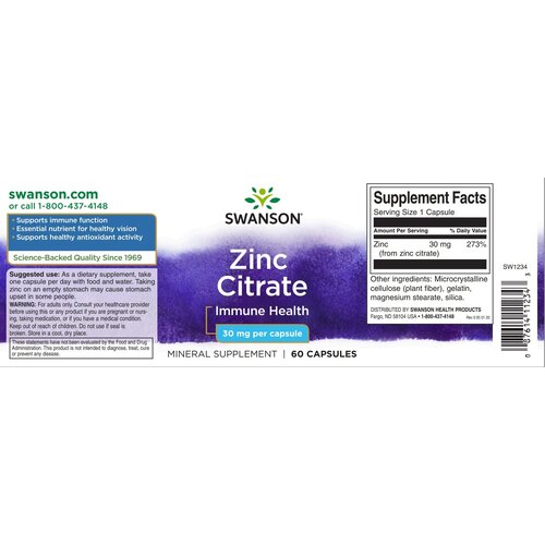 ���� Zinc Citrate, 30 ��, 100 ��, 60 �, 60 ��., ������ �� 504 ���