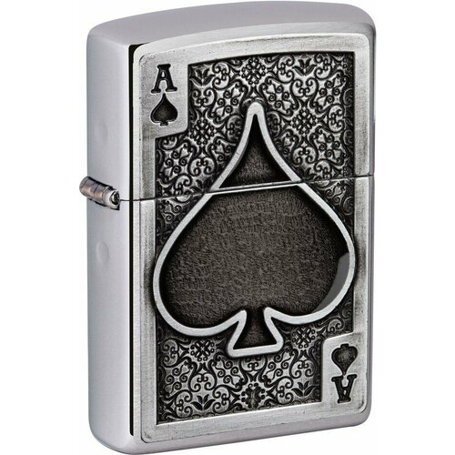 ���� ��������� ZIPPO Ace Of Spades � ��������� Brushed Chrome, ������/�����, �����������, 38x13x57 ��, ������ �� 11340 ���