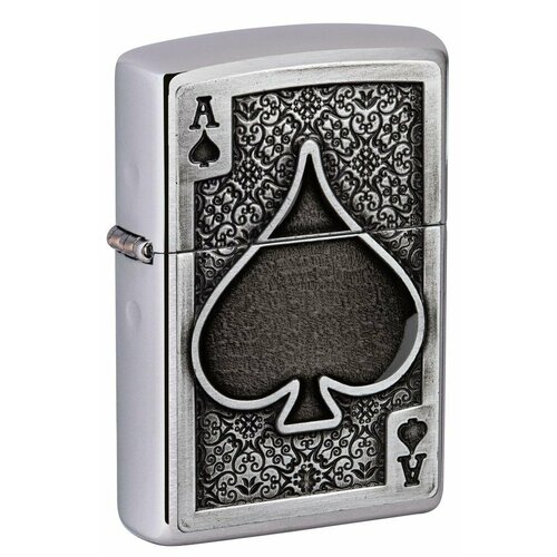   ZIPPO Ace Of Spades   Brushed Chrome, /, , 38x13x57 ,   8635 