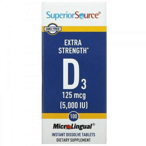 ���� Superior Source, Extra Strength D3, 125 mcg (5,000 IU), 100 MicroLingual Instant Dissolve Tablets, ������ �� 2899 ���