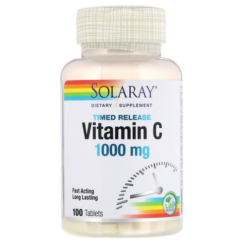 ���� �������� Solaray Vitamin C Timed Release, 180 �, 1000 ��, 100 ��., ������ �� 2492 ���