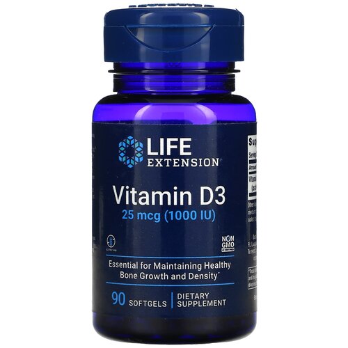 ���� ������� Life Extension Vitamin D3, 50 �, 100 ��, 1000 ME, 90 ��., ������ �� 623 ���