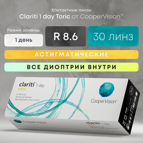    CooperVision Clariti 1 day toric., 30 ., R 8,6, D +4,CYL:-1,25,A:170, , 1 .,   2300 