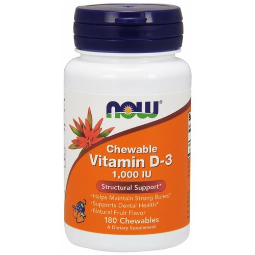 ���� �������� NOW Chewable Vitamin D3 ��������� �����, 100 �, 1000 ME, 180 ��., ������ �� 1017 ���