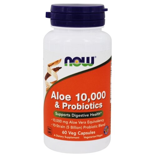   NOW Aloe 10000 & Probiotics, 50 , 100 , 60 .   -     , -, 