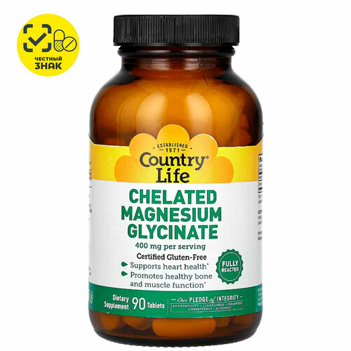 ���� Country Life, Chelated Magnesium Glycinate, �������� ������, 540 �, 90 ��������, ������ �� 3390 ���