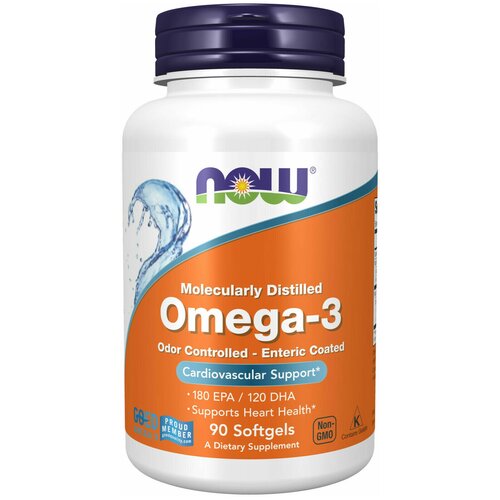  Omega-3 Molecularly Distilled 1000  (-3) 90  (Now Foods)   -     , -, 