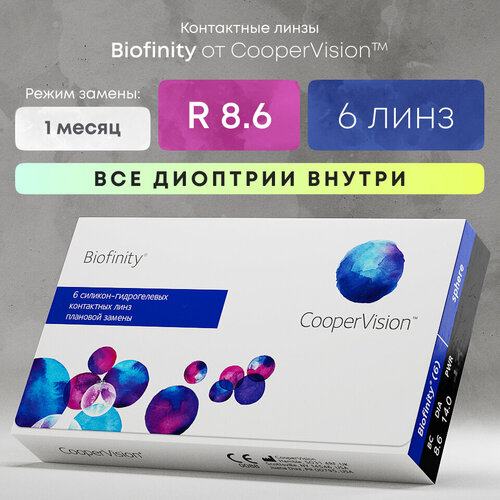 ���� ���������� ����� CooperVision Biofinity, 6 ��., R 8,6, D -12, ����������, 1 ��., ������ �� 3490 ���