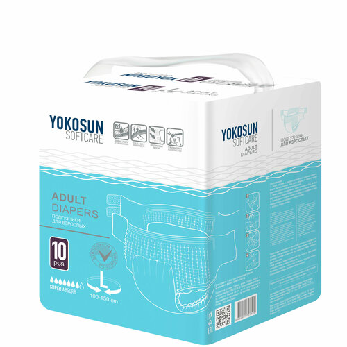 ���� ���������� ��� �������� YokoSun Softcare Adult diapers, L, 7 ������, 100-150 ��, 1 ��. �� 10 ��., ������ �� 799 ���
