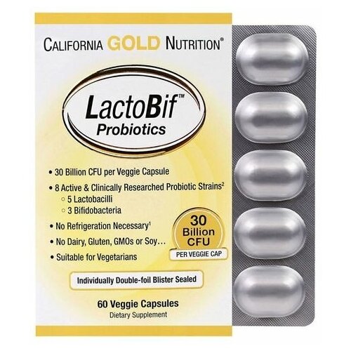 ���� California Gold Nutrition LactoBif ����., 30 ���� ���, 130 �, 60 ��., �����������, 1 ��., ������ �� 3700 ���