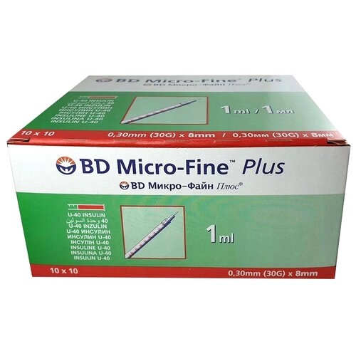    BD Micro-fine plus U-40 , 8  x 0.3 , : 30G, 1 , 100 .   -     , -, 