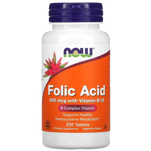   NOW Folic Acid with Vitamin B-12, 80 , 250 .,   800 