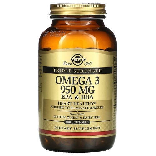  Solgar, Omega 3, EPA & DHA, Triple Strength, 950 mg, -3,   ,  , 950 , 100    -     , -, 