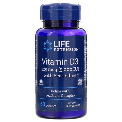 ���� ������� Life Extension Vitamin D3 with Sea-Iodine, 50 �, 5000 ��, 60 ��., ������ �� 1251 ���