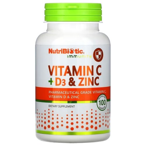 ���� NutriBiotic Immunity Vitamin C+D3 & Zinc (�������� C + D3 � ����) 100 ������, ������ �� 1600 ���