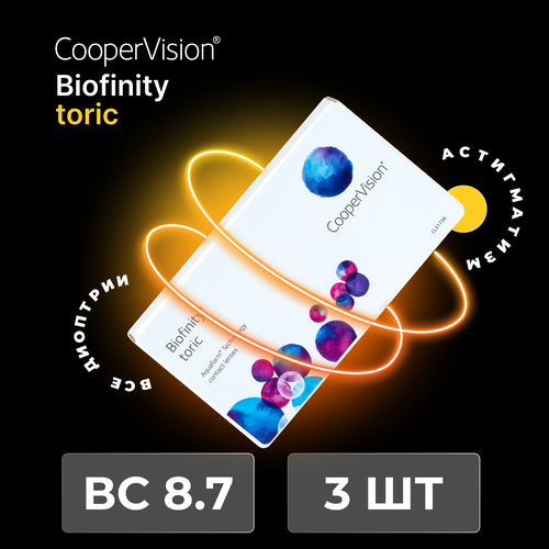 ���� ���������� ����� CooperVision Biofinity Toric., 3 ��., R 8,7, D -10,�CYL:�-1,75,�A�:�160, ����������, 1 ��., ������ �� 2490 ���