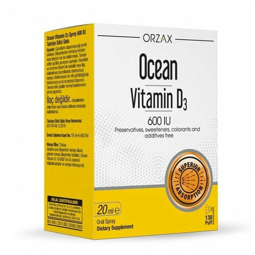  Orzax Ocean vitamin d3 600 iu 20ml spray   -     , -, 