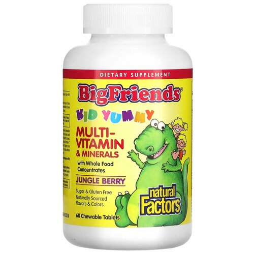 ���� Natural Factors, Big Friends, Chewable Multi-Vitamin ans Minerals, ����������� �������������� � ��������, �� ������ ����, 60 ����������� ��������, ������ �� 2799 ���