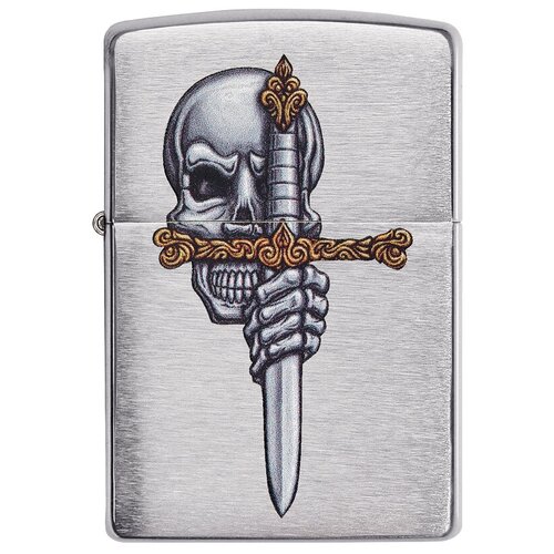     ZIPPO Classic 49488 Sword Skull Design   Brushed Chrome -      -     , -, 